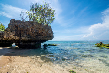 A beautiful view of Padang Padang beach in Bali, Indonesia