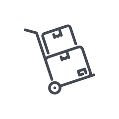 Dolly with boxes line icon. Hand truck box trolley vector outline sign.