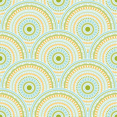 Ethnic circle shapes seamless geometric pattern.