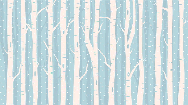 Blue Background: winter forest snowfall