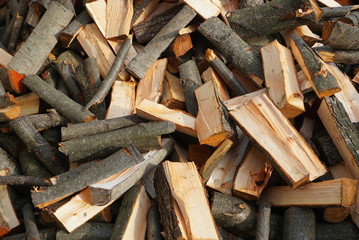 chopped firewood on the pile