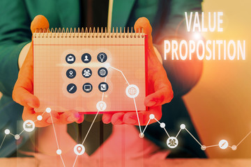 Writing note showing Value Proposition. Business concept for make a company or product attractive...