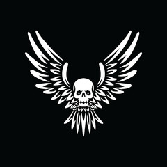 Skull Flying Graphic Illustration Vector Art T-shirt Design