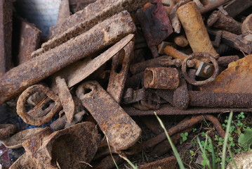 A pile of scrap metal