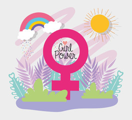 Female sign of strong girl concept vector design