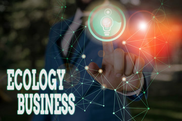 Writing note showing Ecology Business. Business concept for global ecology and environment protection business