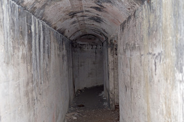 Fototapeta premium tunnels of old bunker. Abandoned military base, military unit