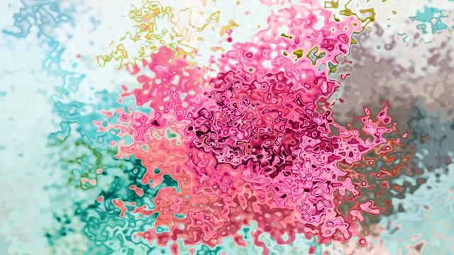 abstract animated twinkling stained background full HD seamless loop video - watercolor splotch liquid effect - color pink mint green blue