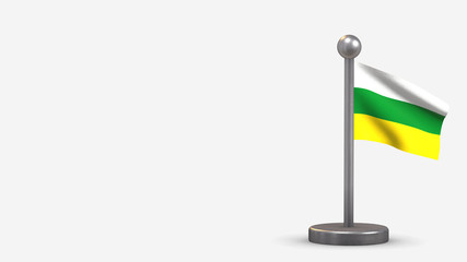 Zamora Chinchipe 3D waving flag illustration on tiny flagpole.