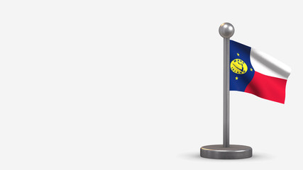 Wake Island 3D waving flag illustration on tiny flagpole.