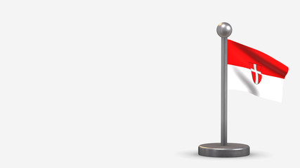 Vienna 3D waving flag illustration on tiny flagpole.