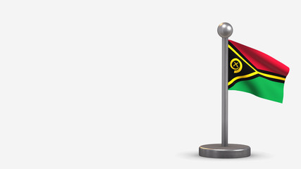 Vanuatu 3D waving flag illustration on tiny flagpole.