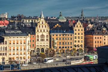 Obraz premium view of Gamlastan from lake Malaren. Stockholm, Sweden