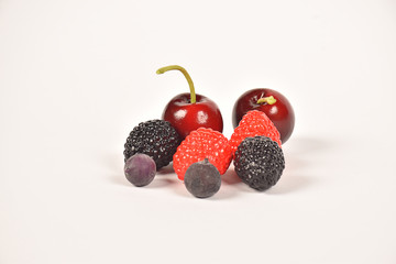 on white background clan berry fruit such as strawberry, cherry, raspberry, and blueberry are healthy fruits delicious taste suitable for diet people
