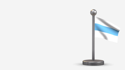 Tucuman 3D waving flag illustration on tiny flagpole.