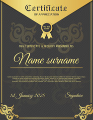 Certificate template with luxury and modern pattern suitable for diploma, conference, and honour. Vector illustration image