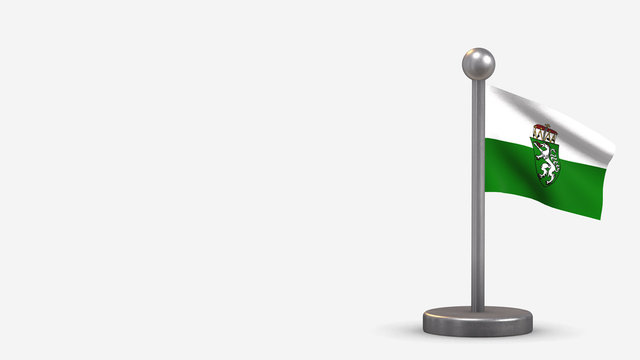 Styria 3D waving flag illustration on tiny flagpole.