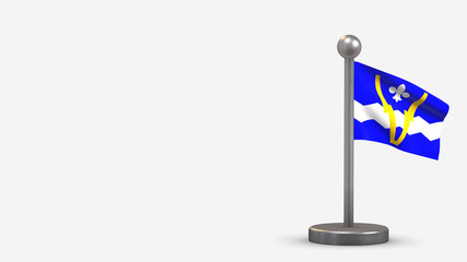 Shawinigan 3D waving flag illustration on tiny flagpole.