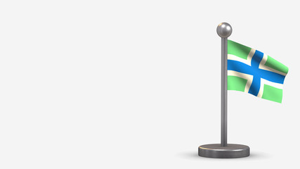 Severn Cross 3D waving flag illustration on tiny flagpole.