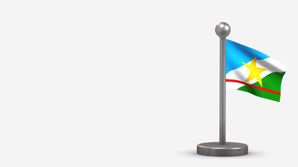 Roraima 3D waving flag illustration on tiny flagpole.