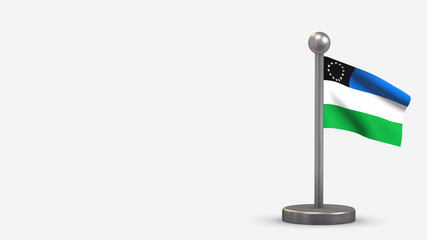 Rio Negro 3D waving flag illustration on tiny flagpole.