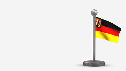 Rhineland-Palatinate 3D waving flag illustration on tiny flagpole.
