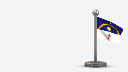 Pernambuco 3D waving flag illustration on tiny flagpole.