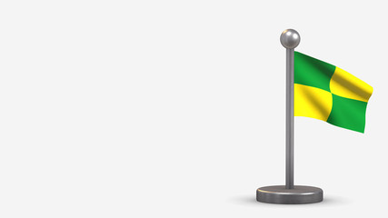 Pastaza 3D waving flag illustration on tiny flagpole.