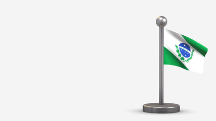 Paraiba 3D waving flag illustration on tiny flagpole.