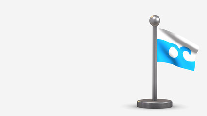 Ocean City 3D waving flag illustration on tiny flagpole.