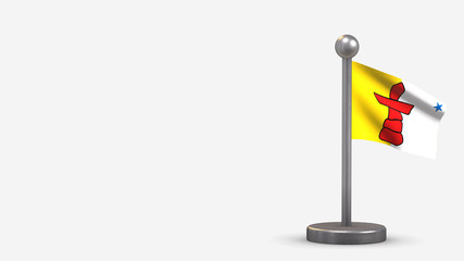 Nunavut 3D waving flag illustration on tiny flagpole.