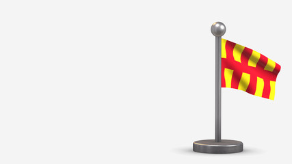 Northumberland 3D waving flag illustration on tiny flagpole.