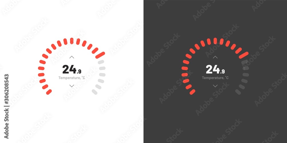 Poster control knob used for regulating. dashboard ui and ux kit. control center design. progress bar. temp
