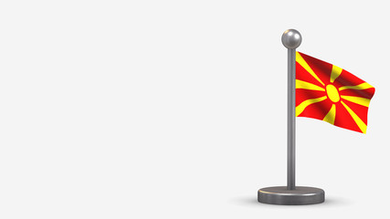 Macedonia 3D waving flag illustration on tiny flagpole.