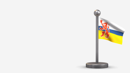 Limburg 3D waving flag illustration on tiny flagpole.