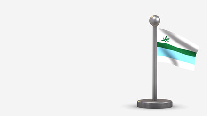 Labrador 3D waving flag illustration on tiny flagpole.