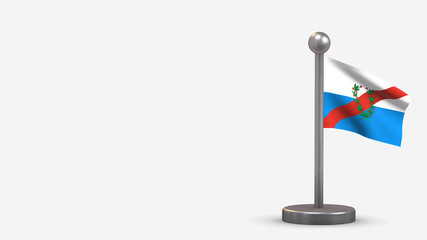 La Rioja 3D waving flag illustration on tiny flagpole.