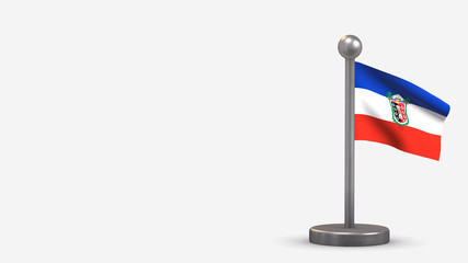 La Araucania 3D waving flag illustration on tiny flagpole.