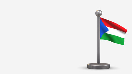 Imbabura 3D waving flag illustration on tiny flagpole.