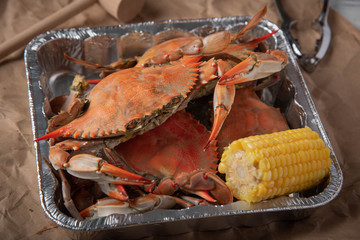 steamed chesapeake blue crab on paper © ahirao