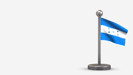 Honduras 3D waving flag illustration on tiny flagpole.