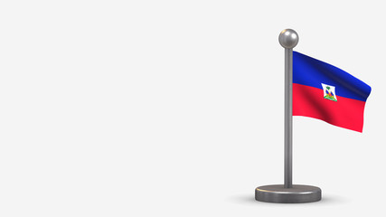 Haiti 3D waving flag illustration on tiny flagpole.