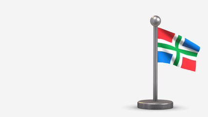 Fototapeta premium Groningen 3D waving flag illustration on tiny flagpole.