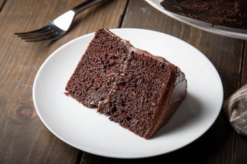 american traditional chocolate cake coated with icing