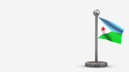 Fototapeta premium Djibouti 3D waving flag illustration on tiny flagpole.