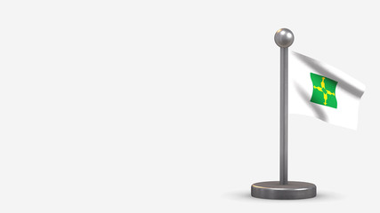Distrito Federal 3D waving flag illustration on tiny flagpole.