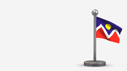Denver Colorado 3D waving flag illustration on tiny flagpole.
