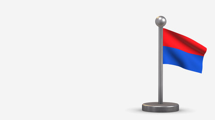 Cotopaxi 3D waving flag illustration on tiny flagpole.