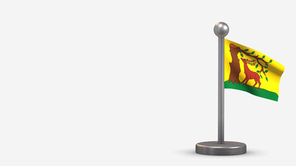 Berkshire 3D waving flag illustration on tiny flagpole.