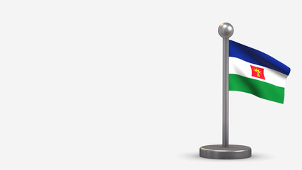 Barinas 3D waving flag illustration on tiny flagpole.